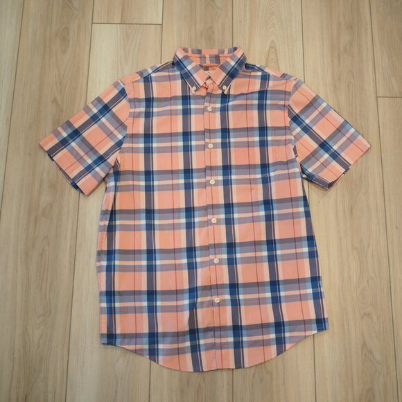 St John's Bay Men's Plaid Button-Down Shirt - Pink and Blue sz Small Classic Fit - Picture 2 of 10